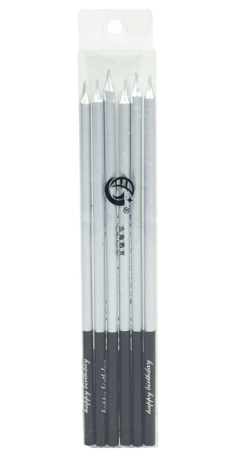 Набор свечей для торта "ЭЛИТ 16см", серебро, 6шт/уп Серебряный Pelican (868212)