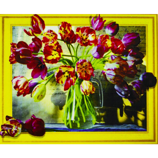 Алмазна мозаїка  3D за номерами 40*50см "Тюльпани" карт уп. (Полотно на рамі камені) (017)