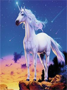 Алмазна мозаїка  за номерами 30 х 40см "Єдиноріг" (Полотно на рамі камені) (GLD60137)
