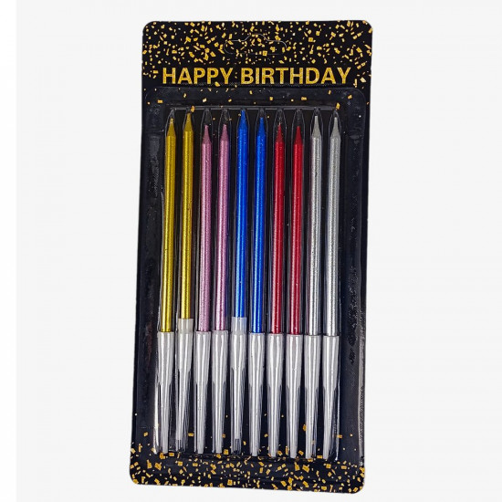 Набор свечей для торта 10 шт, микс, 14 см Разноцветный Unison (040556/ 9329)