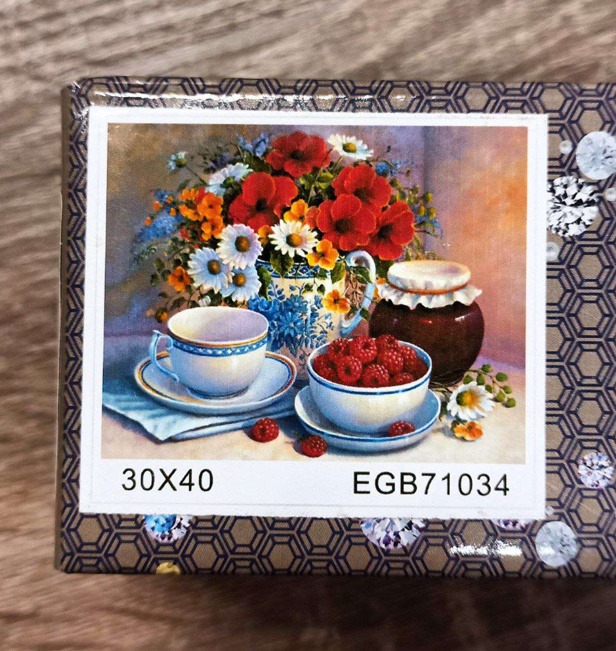 Алмазна мозаїка за номерами 30*40см "Букет та малинове варення"  карт уп. (в рулоні) (71034 GB)