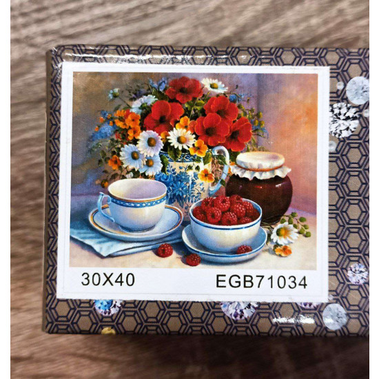 Алмазна мозаїка за номерами 30*40см "Букет та малинове варення"  карт уп. (в рулоні) (71034 GB)