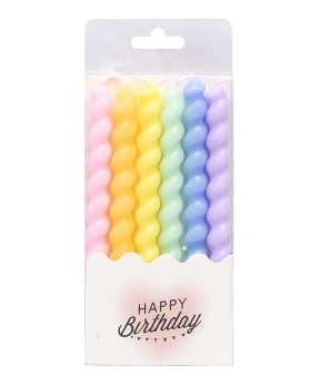 Набор свечей для торта "Спиральные 8см" макарун ассорти цветов 6шт Разноцветный Unison (1273/868131)