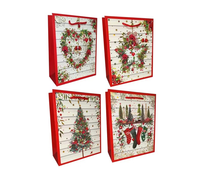 Пакет новорічний з глітером "Новорічний"  , 18х23х8см,, 200гр Різнокольоровий Unison (YM-S-1626-S-4)