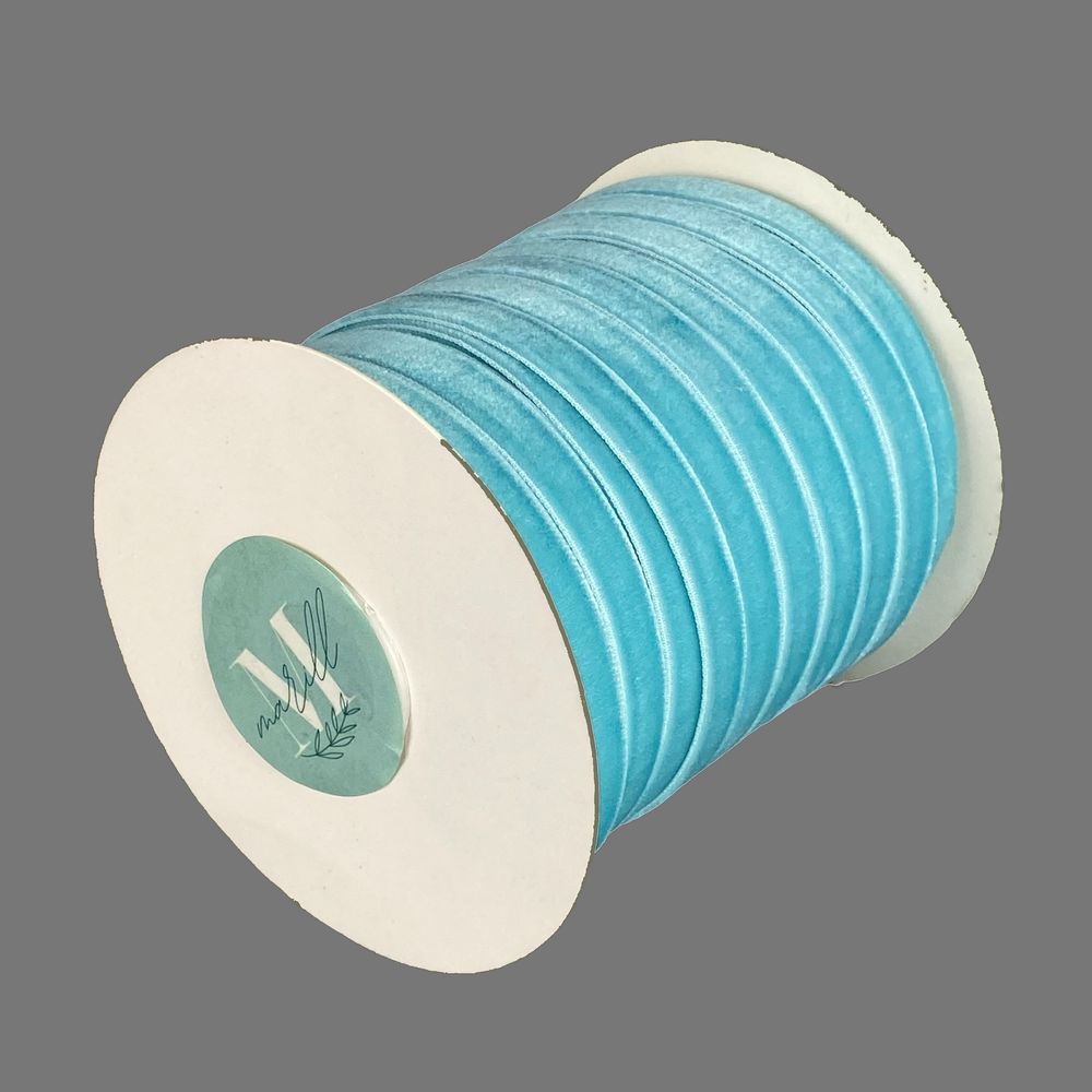 Оксамитова стрічка  1,0 см х 50 ярдів Блакитний Marill (D00910- 30)