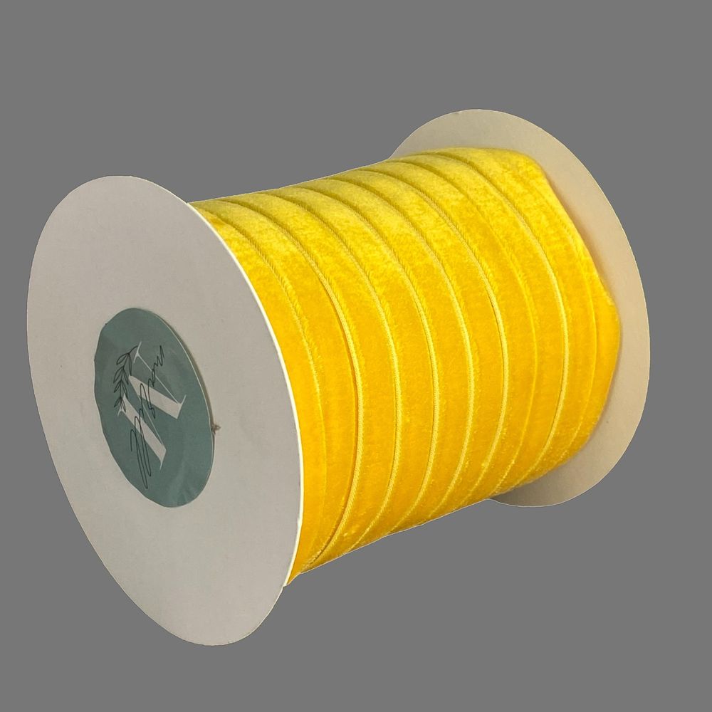 Оксамитова стрічка  1,0 см х 50 ярдів Жовтий Marill (D00910- C 13)