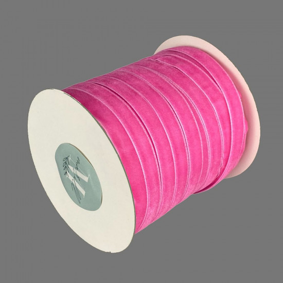 Оксамитова стрічка  1,0 см х 50 ярдів Рожевий Marill (D00910- C 19)