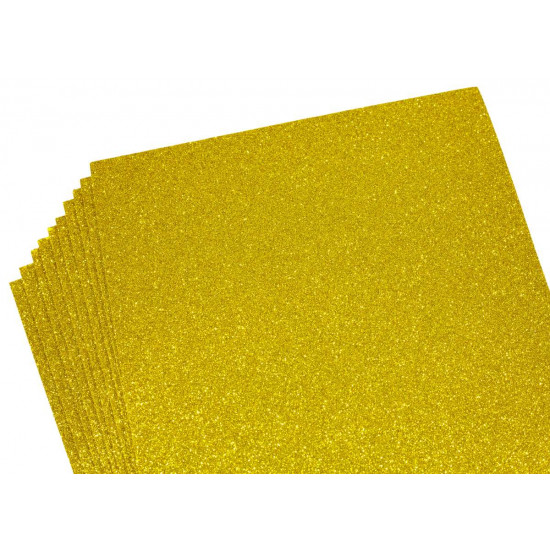 Фоаміран 1,8мм з глітером,  10 аркушів 20х30 - золотий  (самоклейка) (8669)