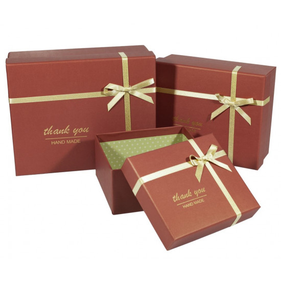 Подарункова коробка 107-9, прямокутна матово-червоне, 25.5х20.5х10.5cm/21.5х17.5х9.5/16.5х14.5х8.5cm   3шт. в наборі (107-9)