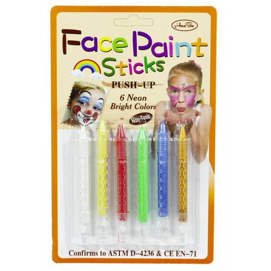 Краска аква грим в карандашах неоновая, 6 цветов (9146)