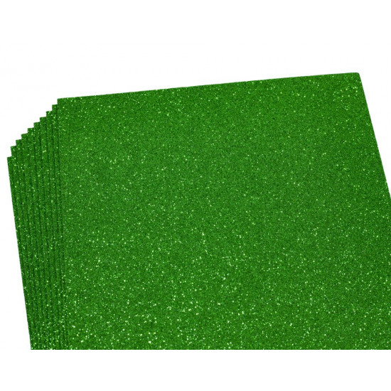 Фоаміран 1.7мм,  10 аркушів 21х29,7  -  зелений з глітером Зелений Unison (17GLA4-018)