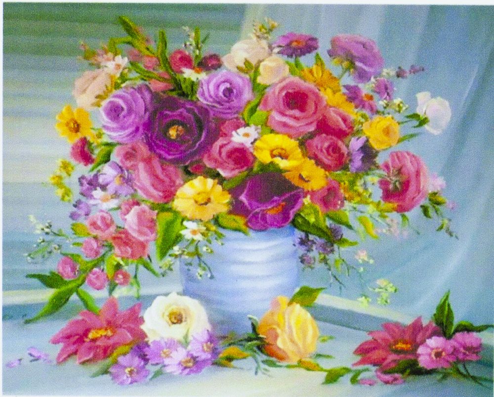 Алмазна мозаїка за номерами 30*40см "Квітковий натюрморт" у рулоні (70510 GB)