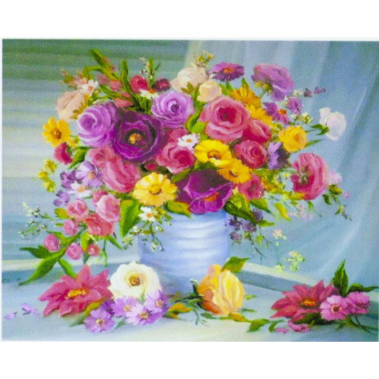 Алмазна мозаїка за номерами 30*40см "Квітковий натюрморт" у рулоні (70510 GB)