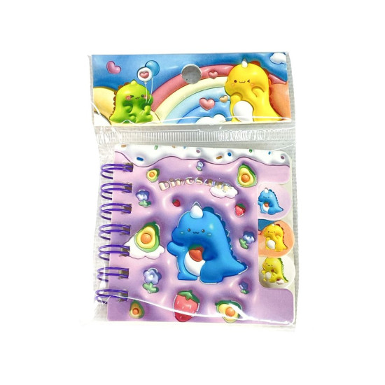 Блокнот 7 х 7см з роздільниками, кольоровий папір 70гр, 60 аркушів  Динозаври (XQ-55705)