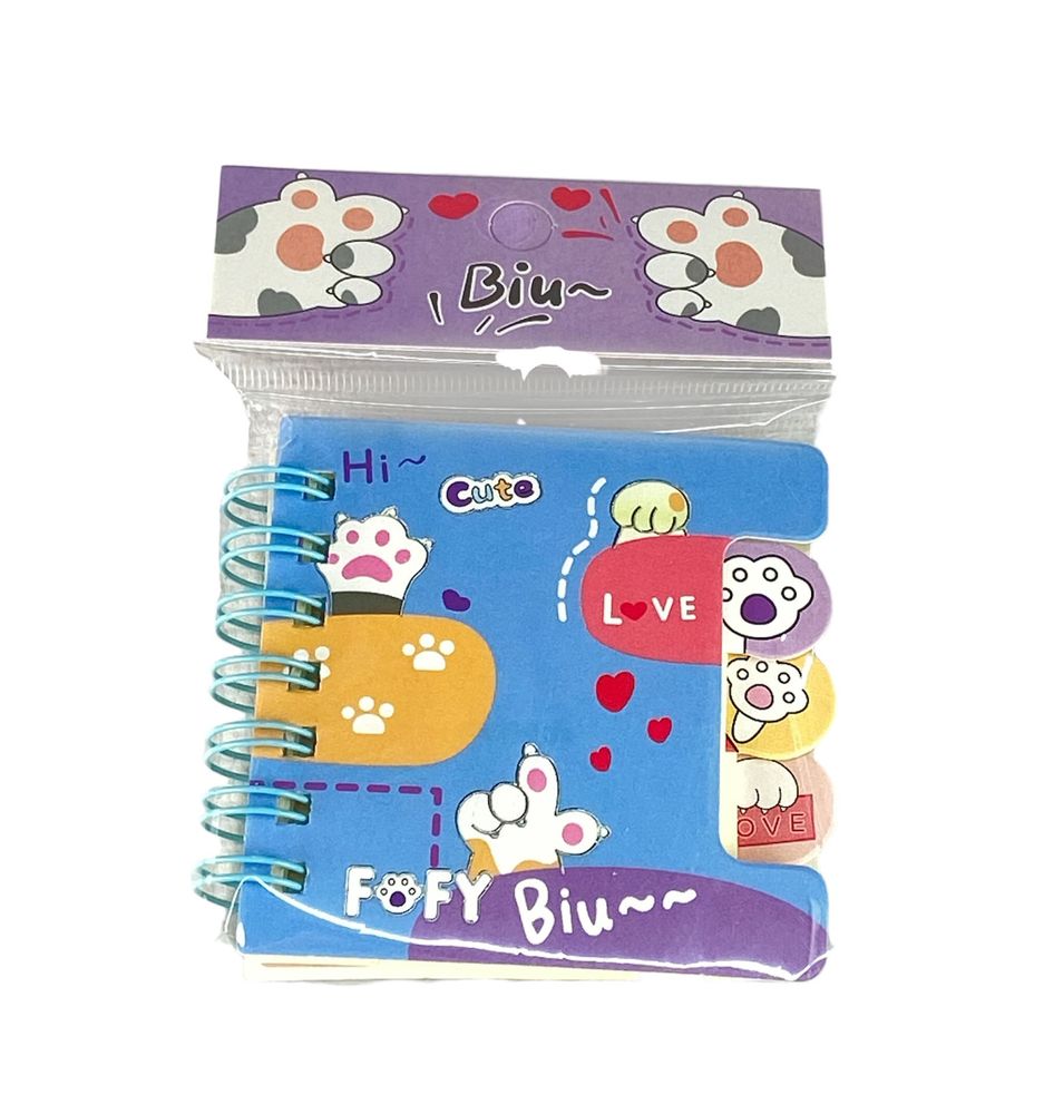 Блокнот 7 х 7см з роздільниками, кольоровий папір 70гр, 60 аркушів  Котики (XQ-55712)