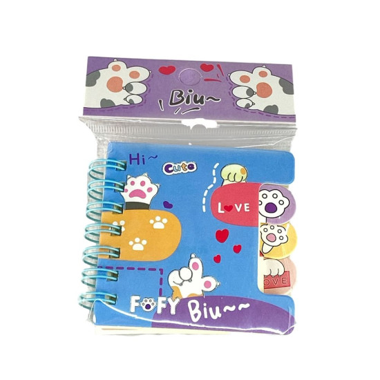 Блокнот 7 х 7см з роздільниками, кольоровий папір 70гр, 60 аркушів  Котики (XQ-55712)