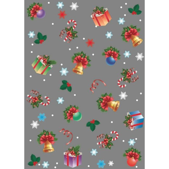 Пакет для новогодних подарков целлоф-вый прозрачный + метал, с рисунком 20х35 см, (100/уп) (PP504)