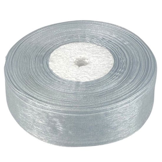 Стрічка з органзи сіра 2,5 см х 50 ярдів Сірий Marill (D02025-bk38)