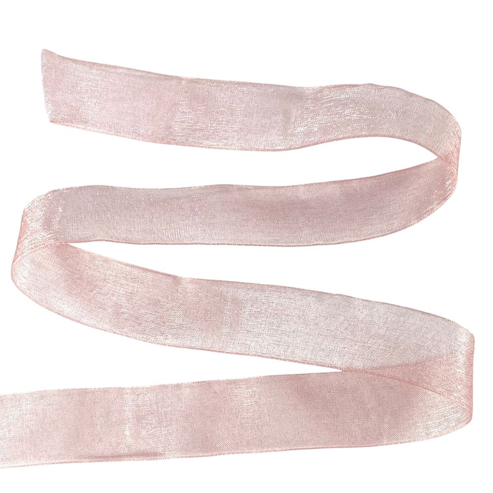 Стрічка з органзи пудра 2,5 см х 50 ярдів Рожевий Marill (D02025-1041)