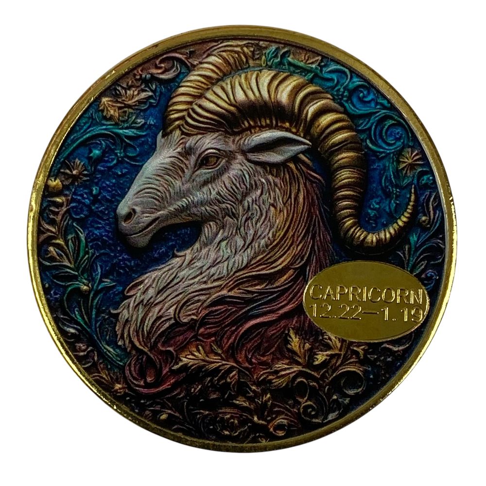 Монета-сувенір із зображенням знаку зодіаку  "Козеріг", 4см в капсулі (Cs - Capricorn)