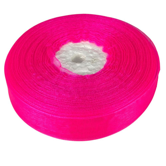 Стрічка з органзи яскраво рожева 2,0 см х 50 ярдів Рожевий Marill (D02020-014)