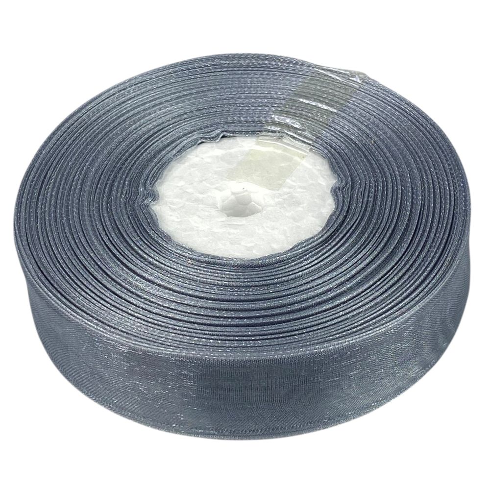 Стрічка з органзи темно-сіра 2,5 см х 50 ярдів Сірий Marill (D02025-1059)