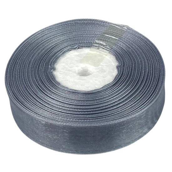 Стрічка з органзи темно-сіра 2,5 см х 50 ярдів Сірий Marill (D02025-1059)