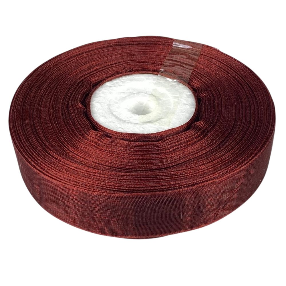 Стрічка з органзи "бургунді" 2,0 см х 50 ярдів Коричневий Marill (D02020-bk33)