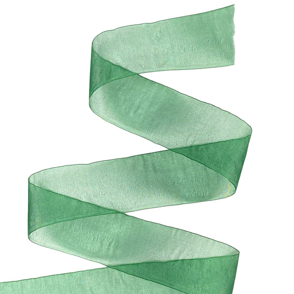 Стрічка з органзи темно-зелена 4,0 см х 50 ярдів Зелений Marill (D02040-bk11)