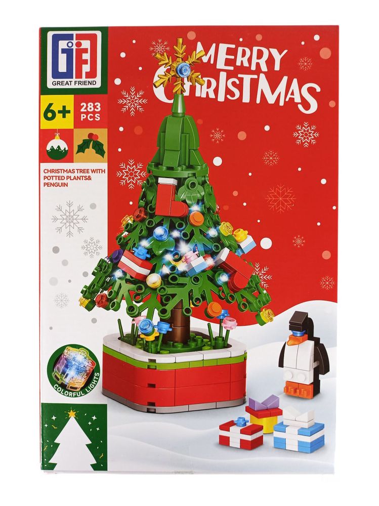 Конструктор 283 деталей "Ялинка з іграшками, пінгвін" (123-840)