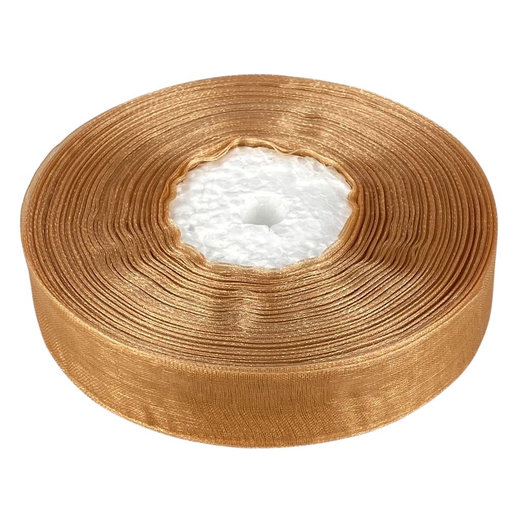 Стрічка з органзи "горіхова" 2,0 см х 50 ярдів Коричневий Marill (D02020-bk18)