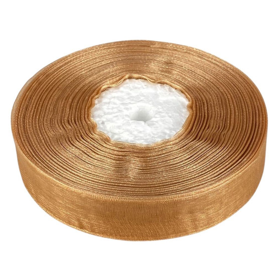 Стрічка з органзи "горіхова" 2,0 см х 50 ярдів Коричневий Marill (D02020-bk18)