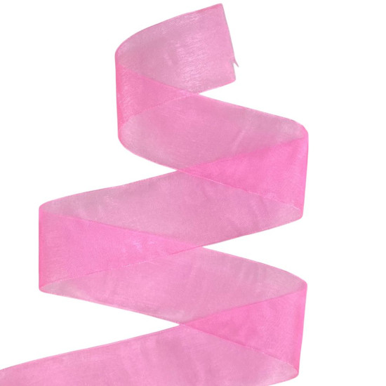 Стрічка з органзи яскраво-рожева 4,0 см х 50 ярдів Рожевий Marill (D02040-005)