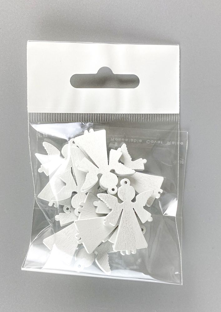 Дерев'яний ангел 2 х 3см, білий, 10шт (TK-007)