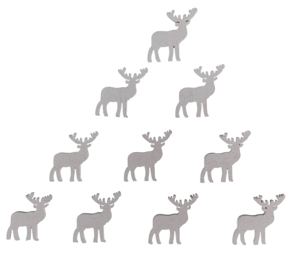 Дерев'яний олень 2 х 3см, білий, 10шт (TK-006)