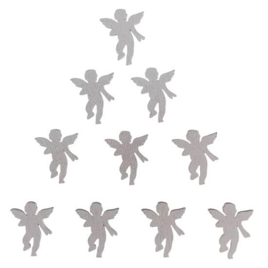 Дерев'яний ангел 2 х 3см, білий, 10шт (TK-003)