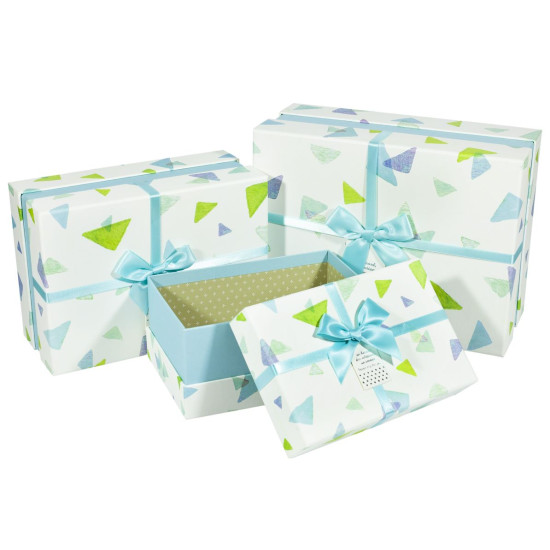 Подарункова коробка NC05-22, прямокутна блакитна, 28.5х21.5х12.8cm/24.5х17.5х11.2/20.5х13.5х9.5cm   3шт. в наборі Білий Unison (NC05-22)