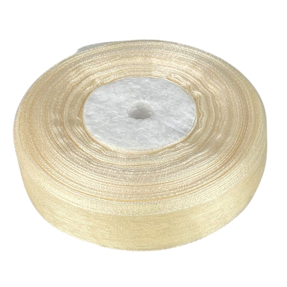 Стрічка з органзи "айворі" 2,0 см х 50 ярдів Бежевий Marill (D02020-bk06)