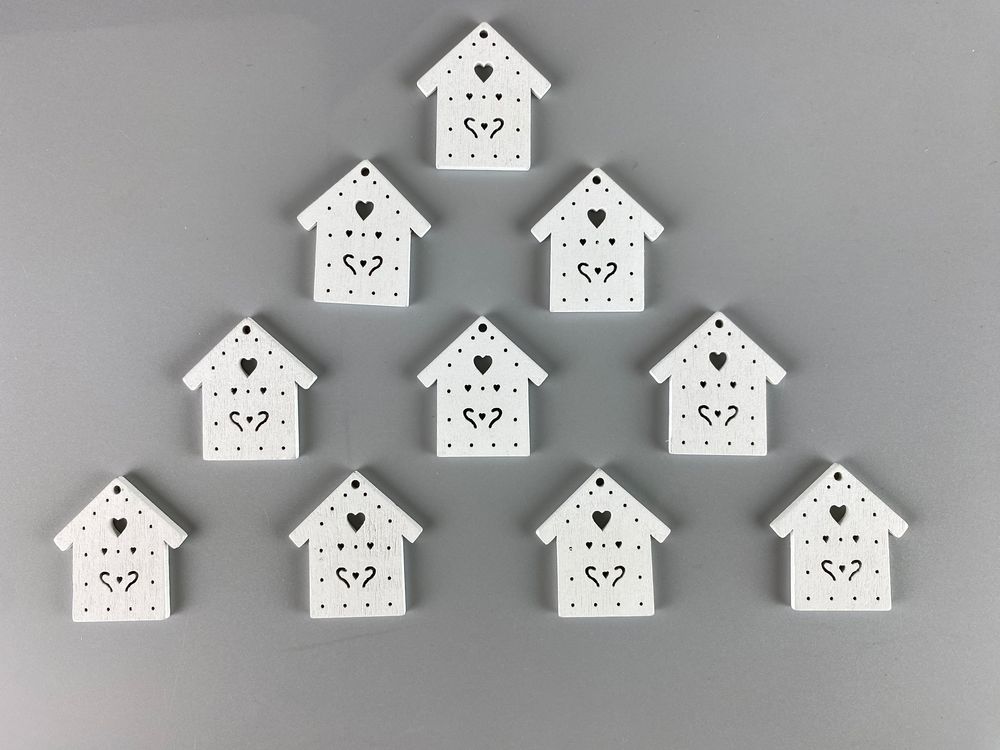 Дерев'яний будинок 2 х 3см, білий, 10шт (TK-004)