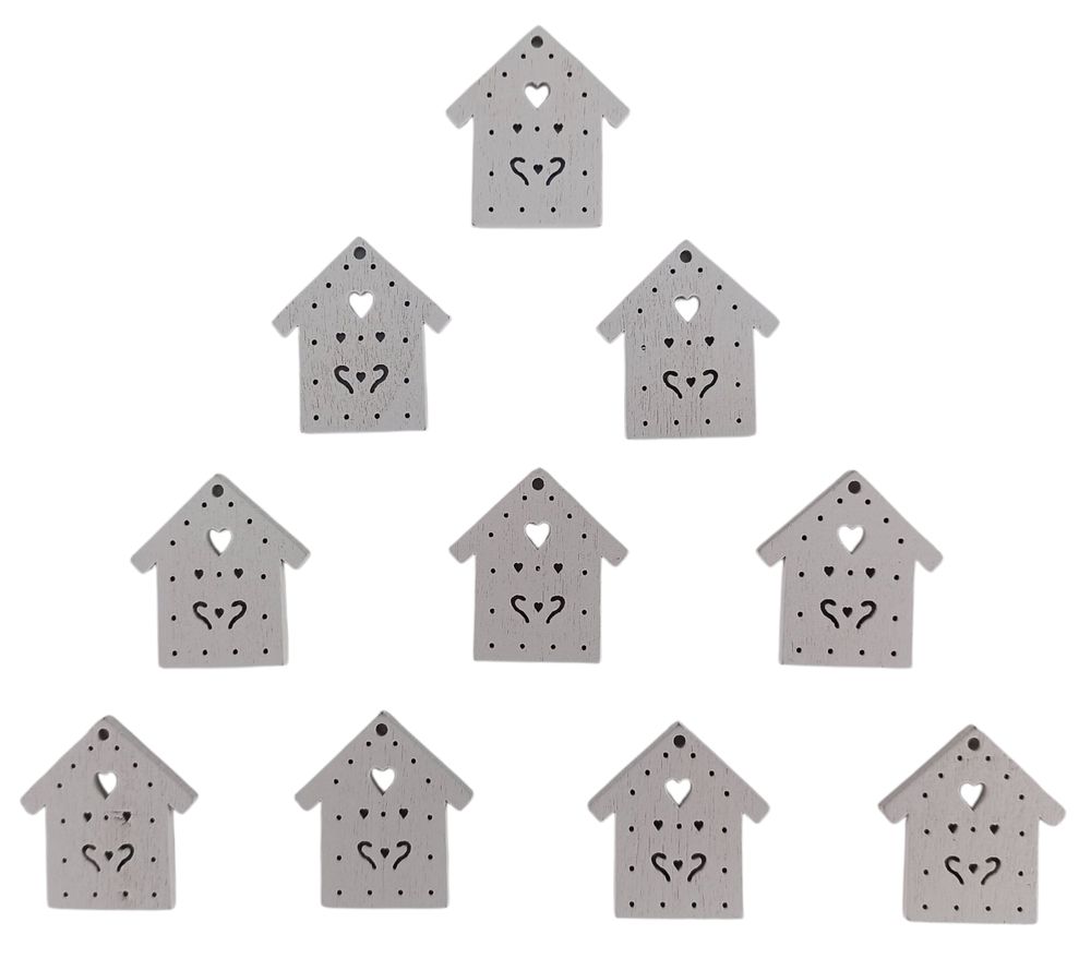 Дерев'яний будинок 2 х 3см, білий, 10шт (TK-004)