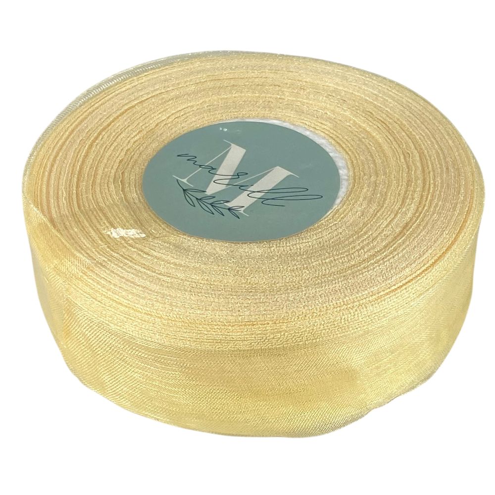 Стрічка з органзи кремова  2,5 см х 50 ярдів Бежевий Marill (D02025-1002)