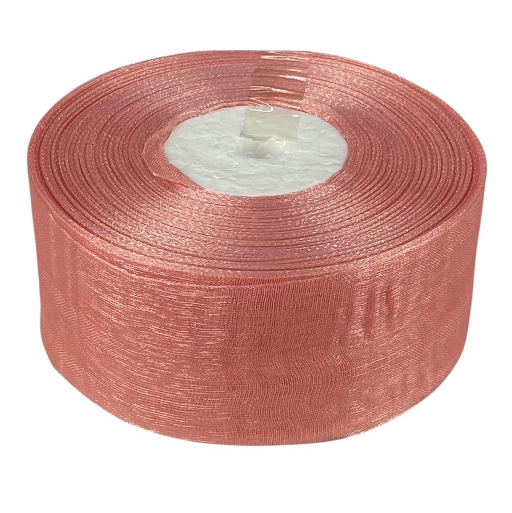 Стрічка з органзи пудра 4,0 см х 50 ярдів Рожевий Marill (D02040-1041)