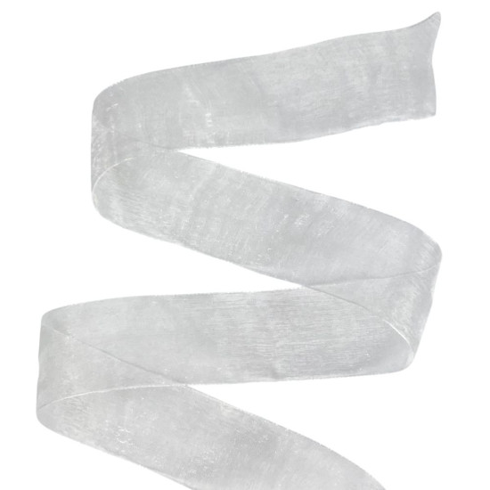 Лента с органзы  белая 4,0 см х  50 ярдов Белый Marill (D02040-1001)