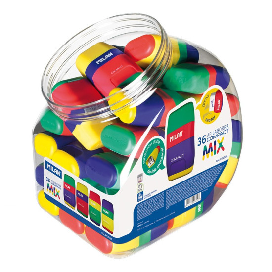 Ластик + точилка "Compact Mix " ТМ "MILAN" 6,7*4*2,5см, mix (4710236)