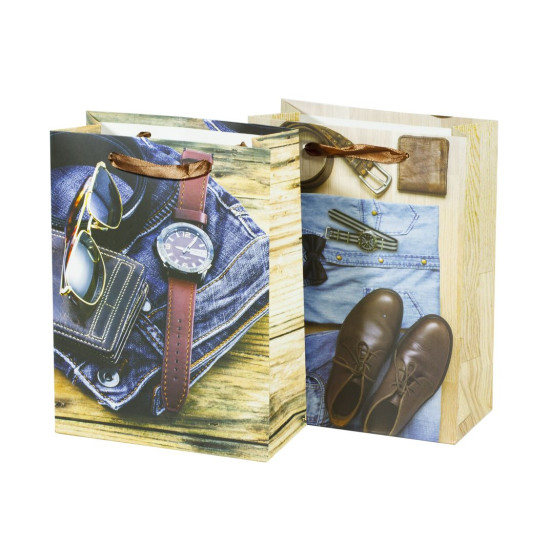 Пакет подарунковий DV-BK-5133S, чоловічій - 4 дизайни, 210g, 18x24x8.5cm (DV-BK-5133S)