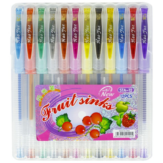 Ручки гелевые металлизированная с запахом 12цв, Unison,  STA-12 (STA-12)