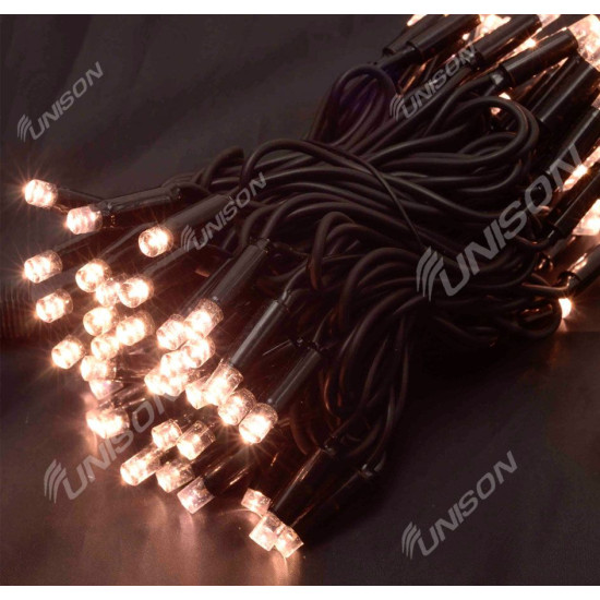 Уличная 100 LED, 8м, черный провод 3,3мм, теплий белый (14311-07)