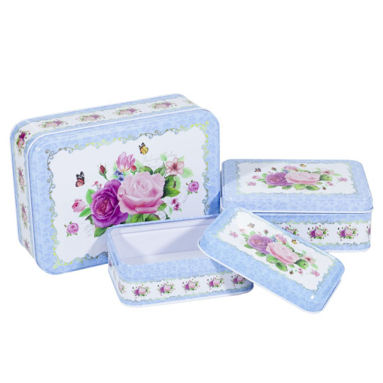 Подарункова коробка MT-028-4, металева, прямокутна, 12.5x8.5x4.5cm/14.5x10.2x5.5cm/18.6x13.3x6.5cm, 3шт. в наборі (MT-028-4)