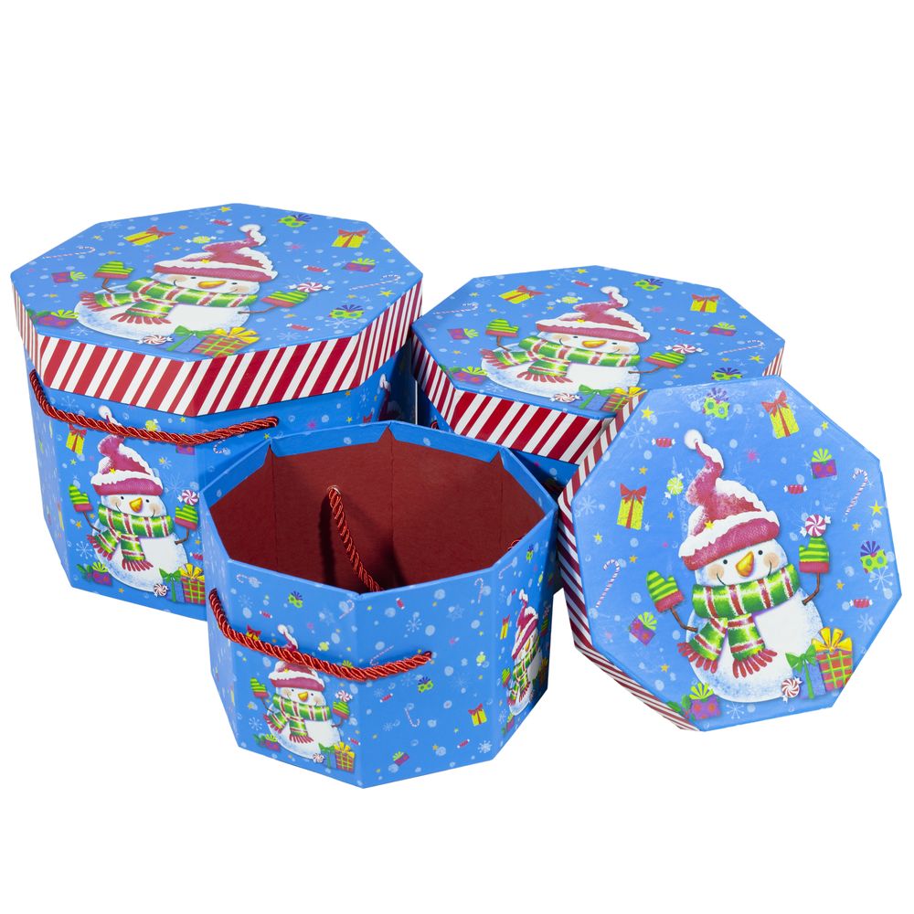 Новогодняя подарочная коробка шестигранник, в наборе -3шт, 110-40-50 (110-50-50)