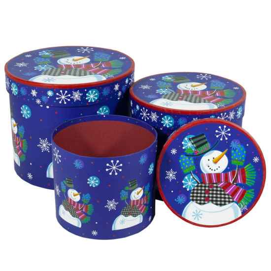 Подарочная новогодняя круглая  коробка, набор -3 шт. 110-05-09 (110-05-09)